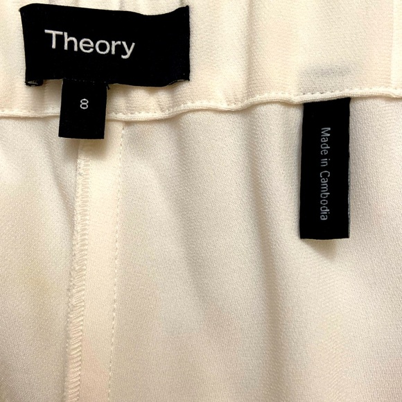 NWOT Theory White Ankle Pull On Pants in Size 8 - Picture 8 of 9